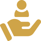Hand holding person icon