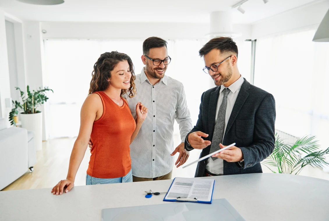 Real estate consultation in modern home